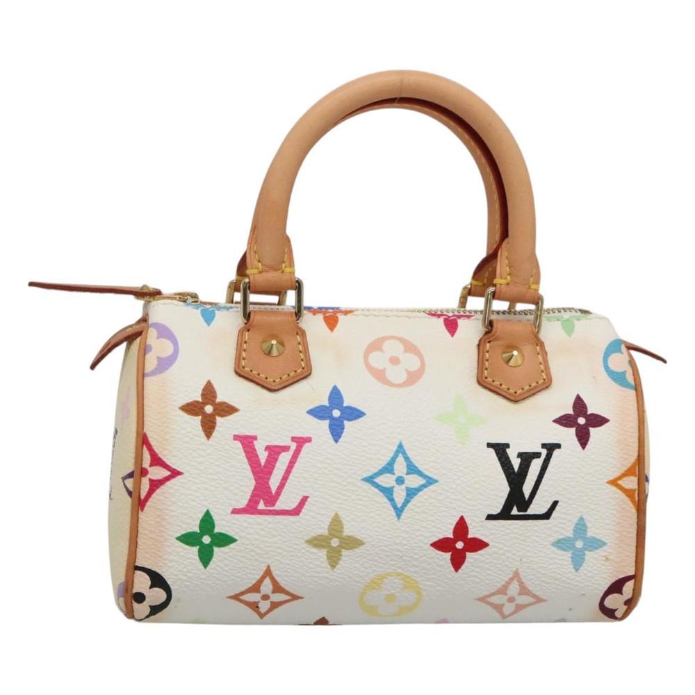 LOUIS VUITTON Monogram Multicolor Mini Speedy Hand Bag White M92645 Auth EC767AV